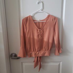 Orange Tie-Back Blouse